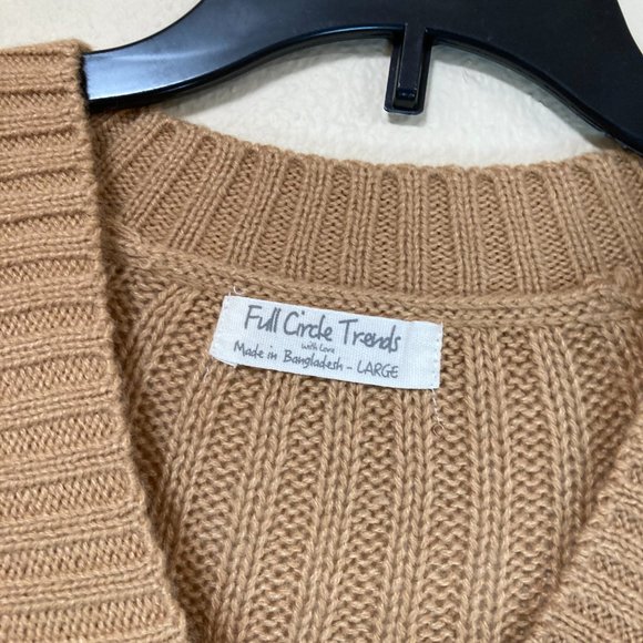 Tan Cable Knit Cardigan Sweater - Picture 3 of 9